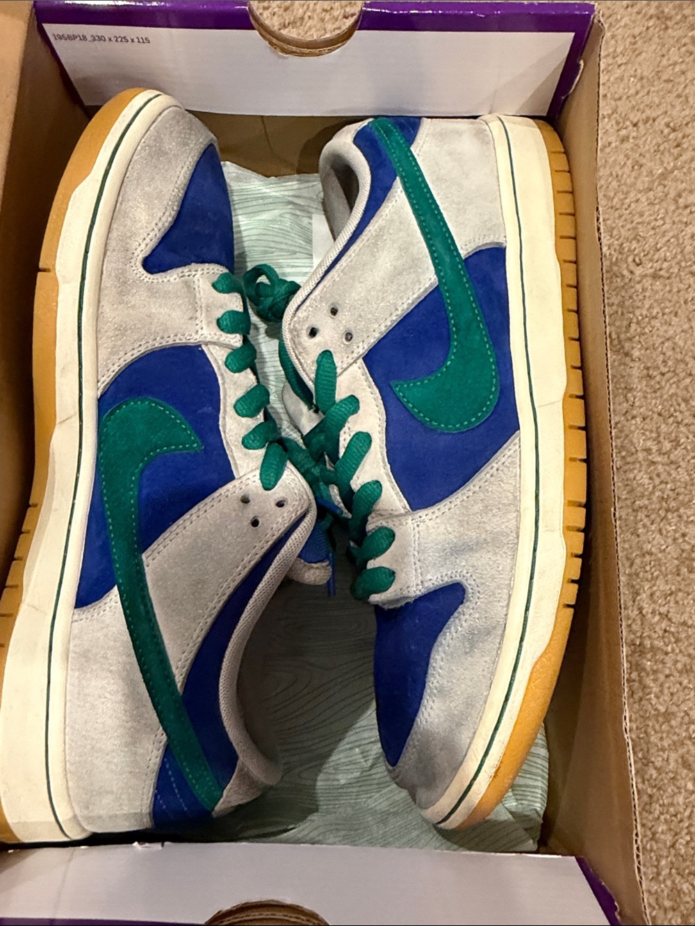 Nike Dunk Low-style Suede Sneakers in Blue, Teal size 12 malachite